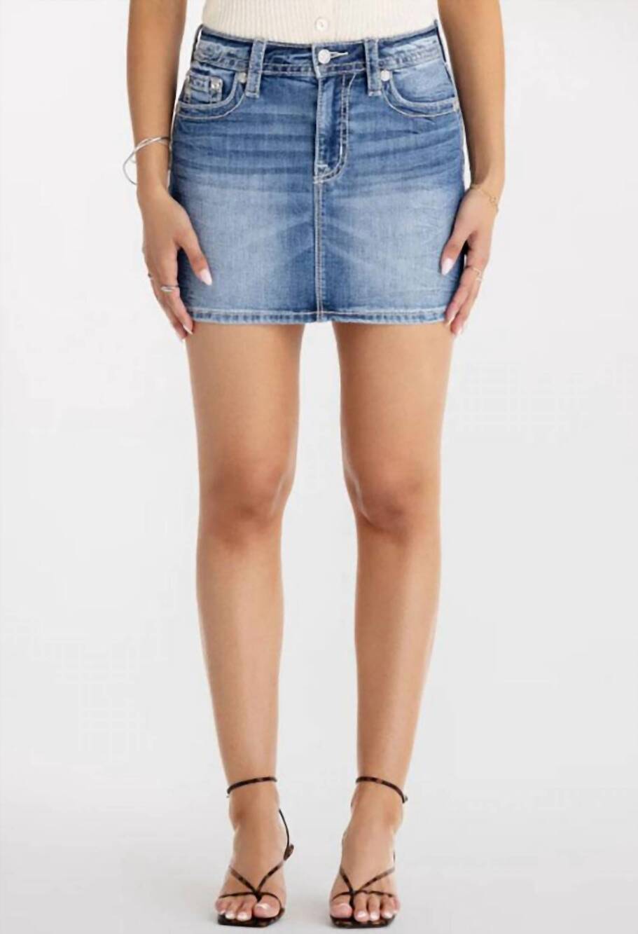NEW MISS ME women's denim mini skirt in medium vintage